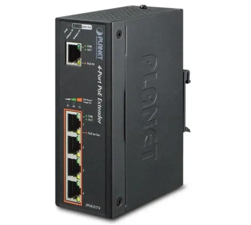 1-Port Ultra PoE to 4-Port 802.3af/at Gigabit PoE Extender