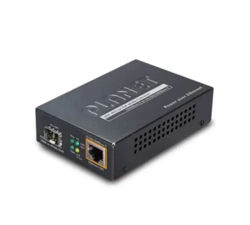 1000Base-X to 10/100/1000Base-T 802.3at PoE Media Converter, LC Fiber Interface, Supports Multi / Single Mode SFP module, Distance up to 120km max. (Varies on SFP module)