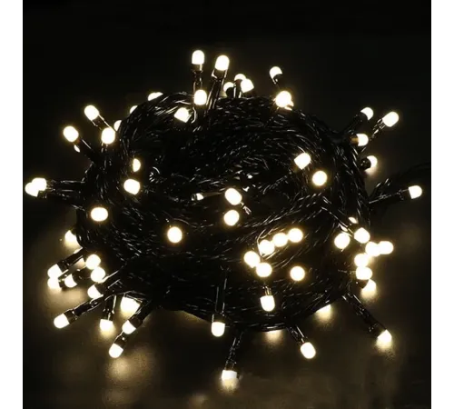 10m Boncuk Lamba Gün Işığı 8 Fonksiyon 100 Led Fişli Uzatma Kablolu siyah kablo