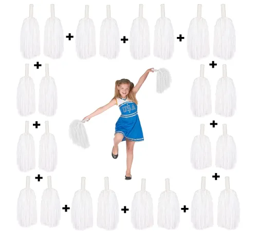 12 Çift ( 24 Adet ) Beyaz Renk 23 Nisan 19 Mayıs 29 Ekim Okul Gösteri Ponponları