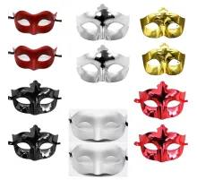 12’li Renkli Parti Maskesi Seti – Siyah Gold Gümüş Kırmızı Beyaz Mat Kırmızı