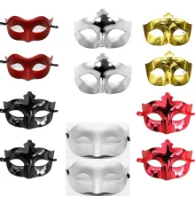 12’li Renkli Parti Maskesi Seti – Siyah Gold Gümüş Kırmızı Beyaz Mat Kırmızı