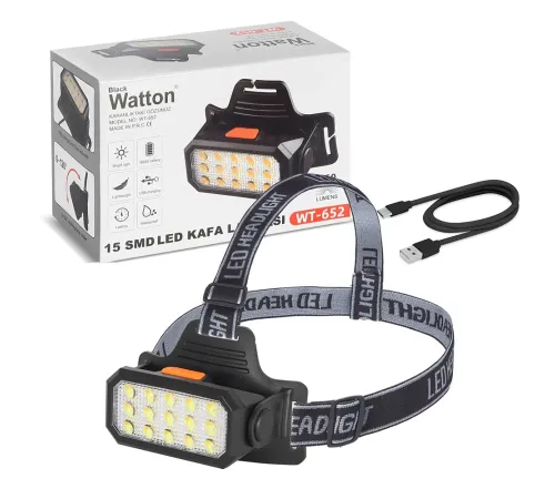 15 Ledli Sarı / Beyaz Şarjlı Kafa Lambası Wt-652