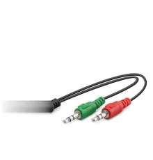 2 x 3.5 Mm To 3.5 Mm F Kablo 2Lıne Mikrofon + Kulaklık 20Cm Siyah HDX1053