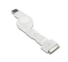 3 in 1 Makaralı Kablo, Apple 30 pin erkek + micro USB B erkek + mini USB B erkek <-> USB A erkek, 0.75 metre, AWG 30, USB 2.0, UL, beyaz renk