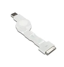 3 in 1 Makaralı Kablo, Apple 30 pin erkek + micro USB B erkek + mini USB B erkek <-> USB A erkek, 0.75 metre, AWG 30, USB 2.0, UL, beyaz renk