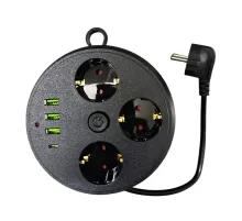 3 Lü Akım Korumalı Priz Makaralı Anahtarlı 16A 4000 Watt 3 x Usb - 1 Type-C 3395