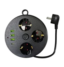 3 Lü Akım Korumalı Priz Makaralı Anahtarlı 16A 4000 Watt 3 x Usb - 1 Type-C 3395