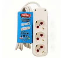 3 lü Topraklı 2 Metre Kablolu Grup Priz