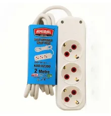 3 lü Topraklı 2 Metre Kablolu Grup Priz