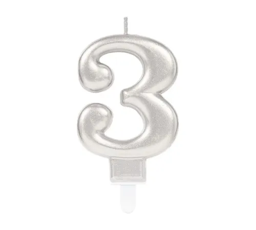 3 Rakam Mum Gümüş Renk