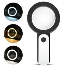 30X -12Işıklı Büyüteç Taşınabilir Çıft Katmanlı Optik Cam Okuma Büyüteç 2290-18