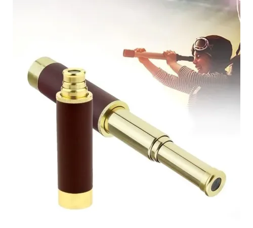 30X40 Panda Büyük Mercekli Pirinç Gövdeli Deri Çantalı Denizcilik Korsan Dürbün