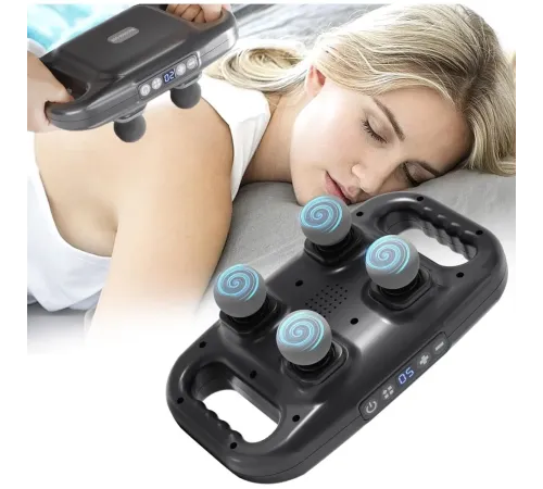 4 Başlıklı Masaj Tabancası Ergonomik Derin Doku Sırt ve Boyun Masaj Aleti Ağrı ve Sızı Giderici