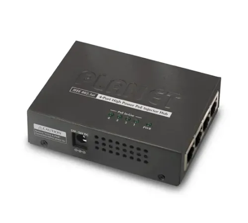 4-Port 10/100/1000Base-TX IEEE 802.3at/af PoE+ Injector Hub