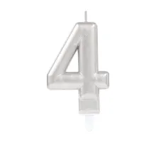 4 Rakam Mum Gümüş Renk