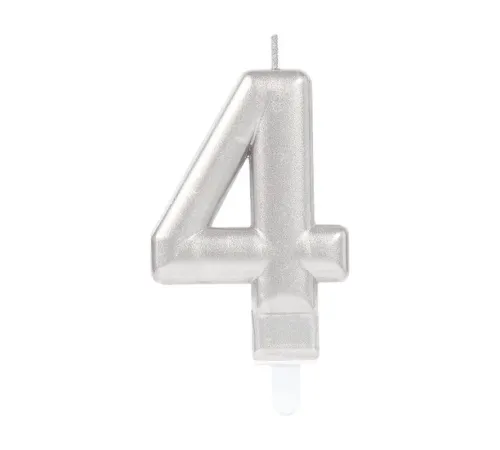 4 Rakam Mum Gümüş Renk