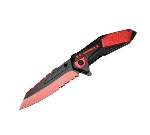 4173 Kırmızı Kamp Çakı 21cm - Yarı , Testere Detaylı