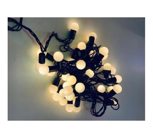 5 Metre 28 Led Fişli Sarı Işık Mini Top Led Siyah Kablo 6200-01