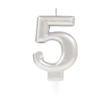 5 Rakam Mum Gümüş Renk