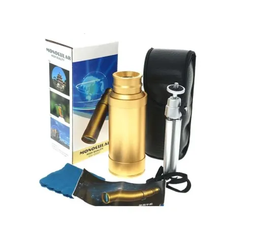 50X50 Panda Metal Gövde Tek Gözle Büyük Mercek Korsan Dürbün Gold