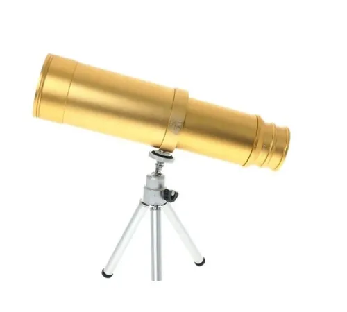 50X50 Panda Metal Gövde Tek Gözle Büyük Mercek Korsan Dürbün Gold