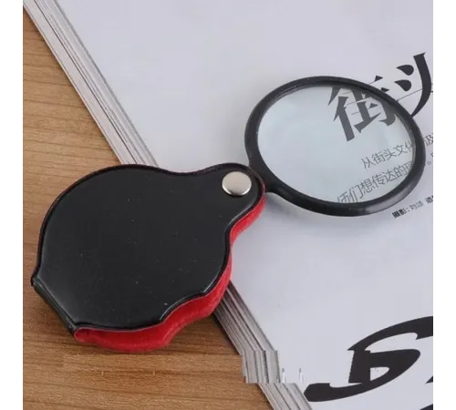 5X-50Mm-Mini Büyüteç Cepte Taşınan Optik Lens Katlanabilir Deri Kaplama Xx1051