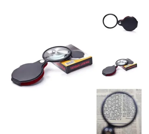 5X 60Mm Cam Optik Lens Katlabilir Deri Kaplamalı Cep Büyüteç Xx1051