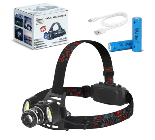 6000 Lümen 3 Başlık Şarjlı Kafa Lambası WT-630