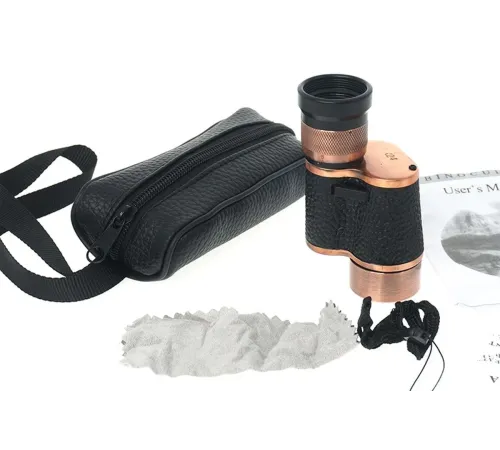 6X24 Baıgısh Askeri Tarzi Pirinç Ve Deri Kaplamalı Deri Çantalı Monocular Dürbün Princ