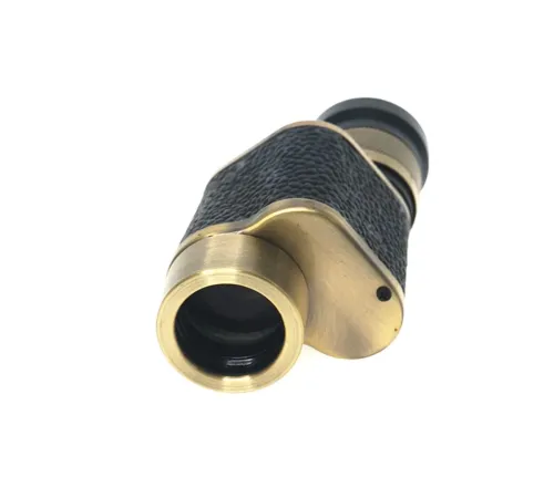 6X24 Baigish Askeri Tarzi Pirinç Ve Deri Kaplamalı Deri Çantalı Monocular Dürbün Sarı