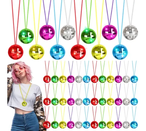 70'ler 80'ler ve 90'lar Temalı Disko Topu Kolye Seti 6 Adet