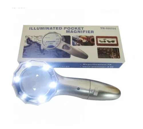 7X Büyüteç 6 Led Işık Aydınlatma 50Mm Optik Lens El Büyüteç