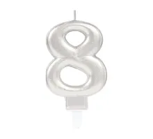 8 Rakam Mum Gümüş Renk