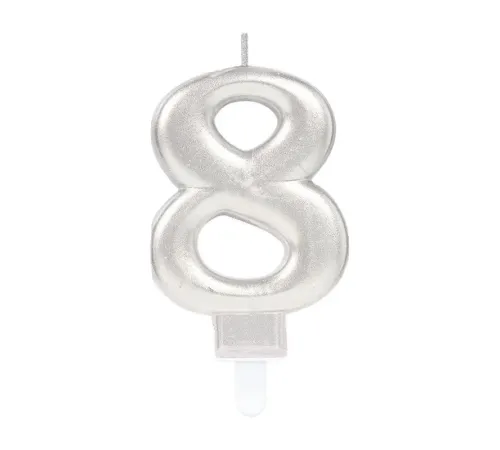 8 Rakam Mum Gümüş Renk