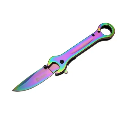 8000A Anahtar Görünümlü Renkli Kamp Çakı 19 cm - , Metal Sap