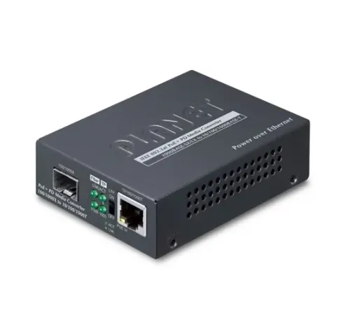 802.3at PoE+ PD 10/100/1000BASE-T <-> 100/1000BASE-X SFP Media Converter