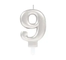 9 Rakam Mum Gümüş Renk