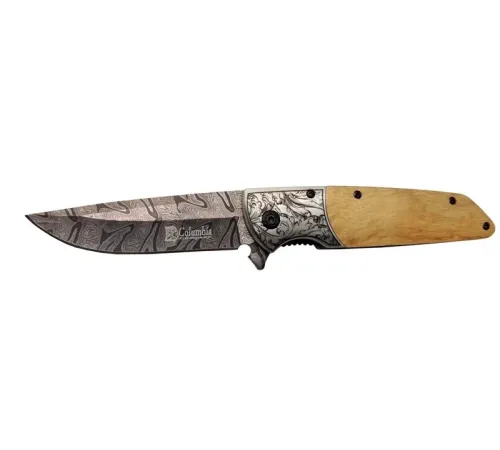 A2150C Kahve Kamp Çakısı 21cm- Manuel, Ahşap İşlemeli Sap