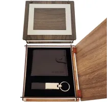 Ahşap Kutulu Anahtarlık ve Cüzdan Set