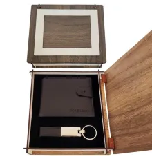 Ahşap Kutulu Anahtarlık ve Cüzdan Set