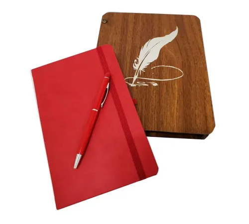 Ahşap Kutulu Defter Kalem