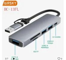 Airsky Hc13Fl 5 İn 1 Usb Type-C 2 İn 1 Çevirici