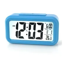 Akıllı Dijital Masa Saati Alarmlı Karanlık Sensörlü Fotoselli Mavi
