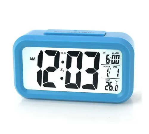 Akıllı Dijital Masa Saati Alarmlı Karanlık Sensörlü Fotoselli Mavi