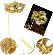 Altın Işıltılı Tutmalı Fotoğraf Çekimi Maskesi 18x29 cm