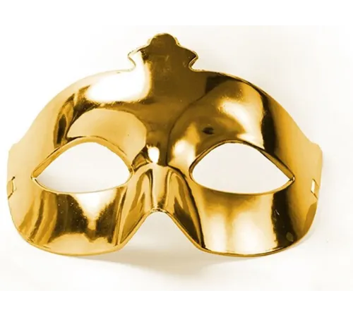 Altın Renk Kostüm Partisi Ekstra Parlak Balo Maskesi 15x10 cm