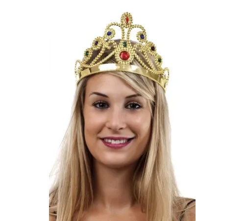 Altın Renk Plastik Prenses Tacı Kraliçe Tacı 60 cm