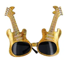 Altın Renk Rockn Roll Gitar Şekilli Parti Gözlüğü 15x15 cm