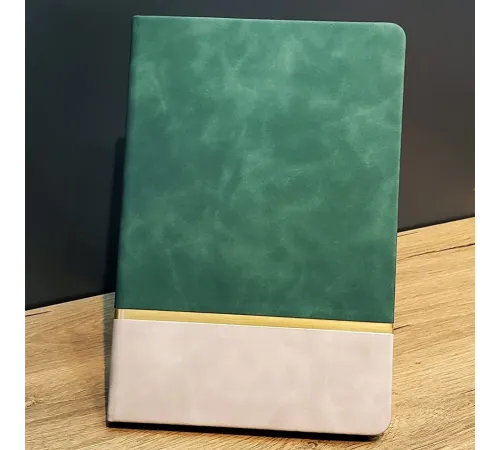 Altın Şeritli Yeşil Deri Not Defteri